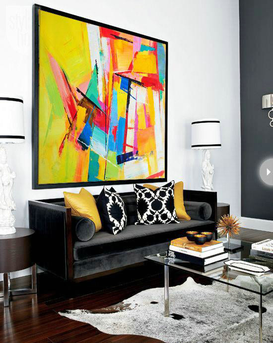 Extra Large Painting,Oversized Palette Knife Painting Contemporary Art On Canvas,Hand Painted Canvas Art,Yellow,Blue,Red,Pink,Light Green.etc